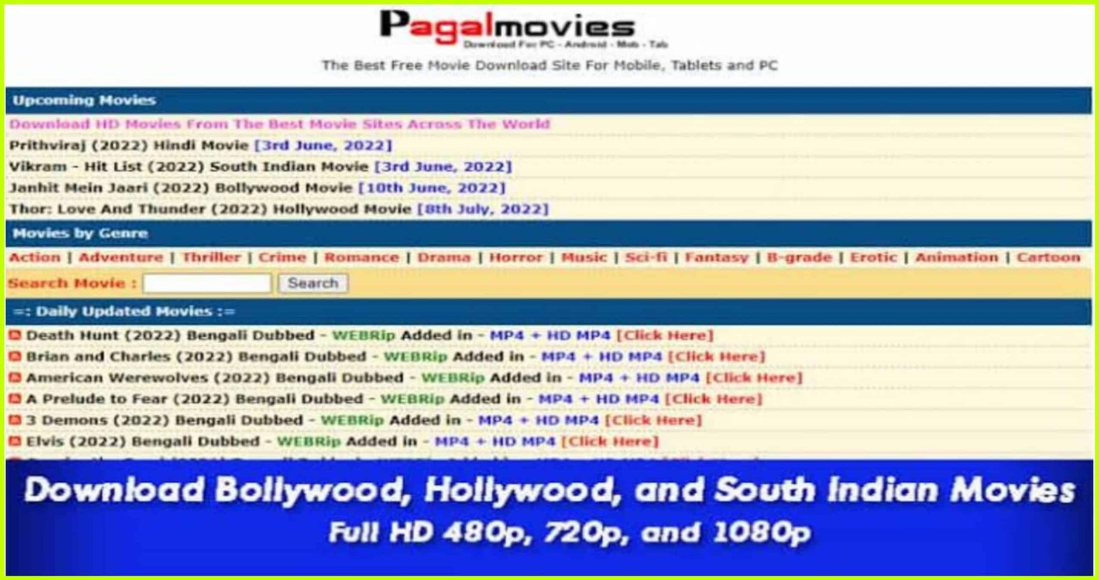 PagalMovies 2023 – Telugu, Tamil, Hindi Dubbed Movies Download